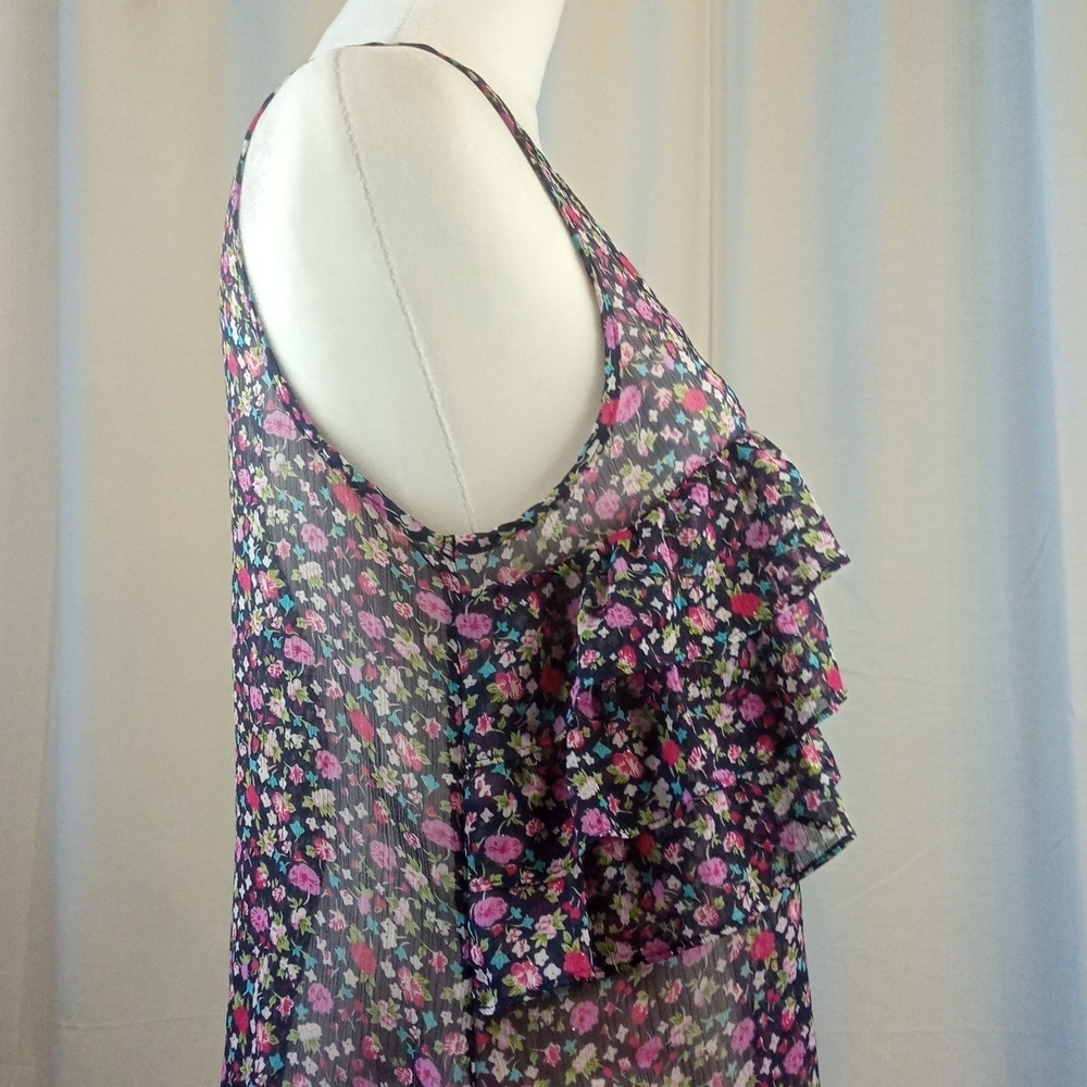 Express Sheer Ruffled Floral Tank Size Small - Picture 2 of 8